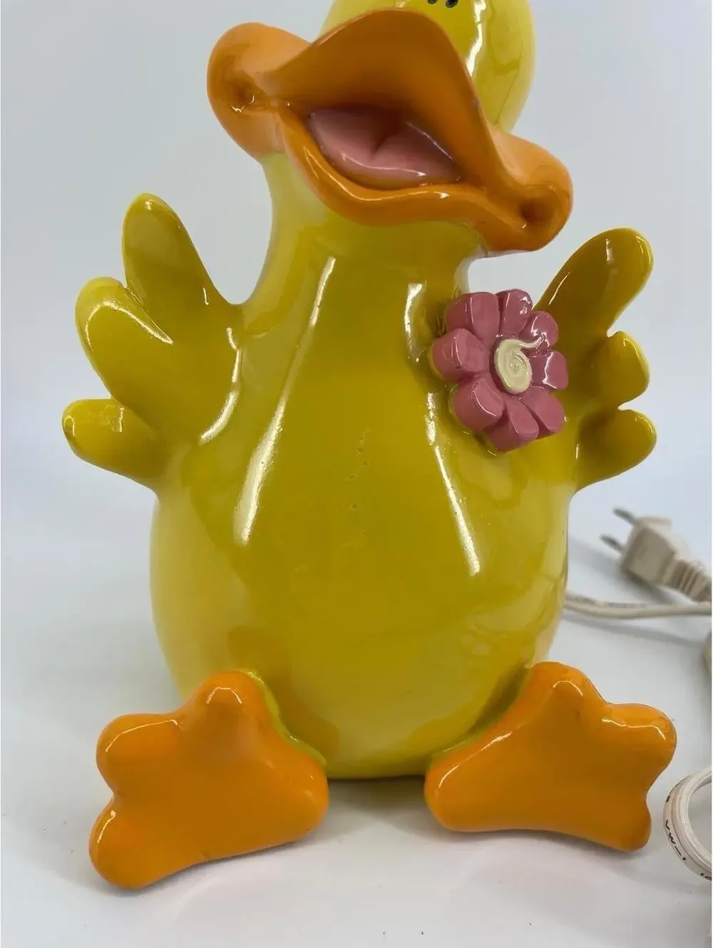 Vintage‎ 1970s 1980s Yellow Duck Ceramic Table Lamp Nursery Decor 14” Tested